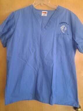 Corner Stone Unisex Ceil Blue Scrub Top M Medium V Neck Men's Women's